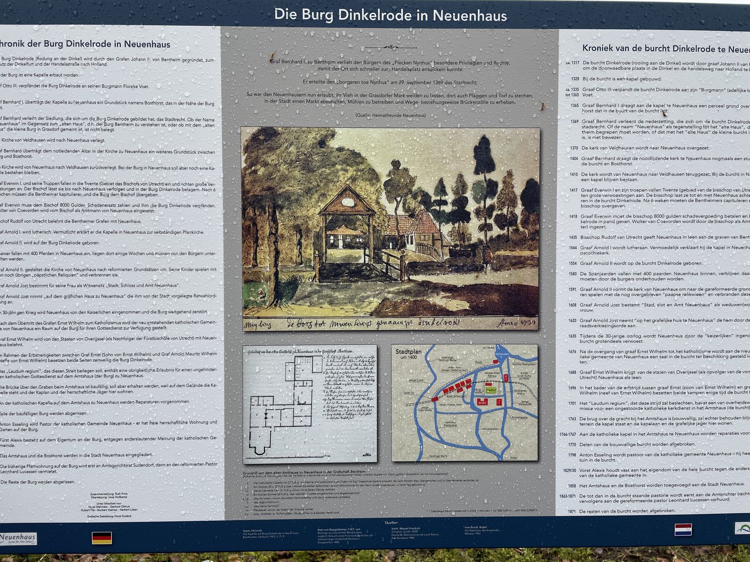 Infotafel der ehemaligen Burg Dinkelrode